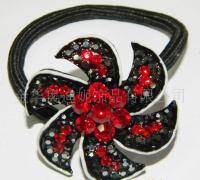 供應韓版頭飾 水鉆+滴油皮繩頭花，引領時尚爆款潮流